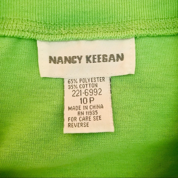 80s Nancy Keegan Lime T-Shirt Drawstring Pockets - Picture 5 of 11